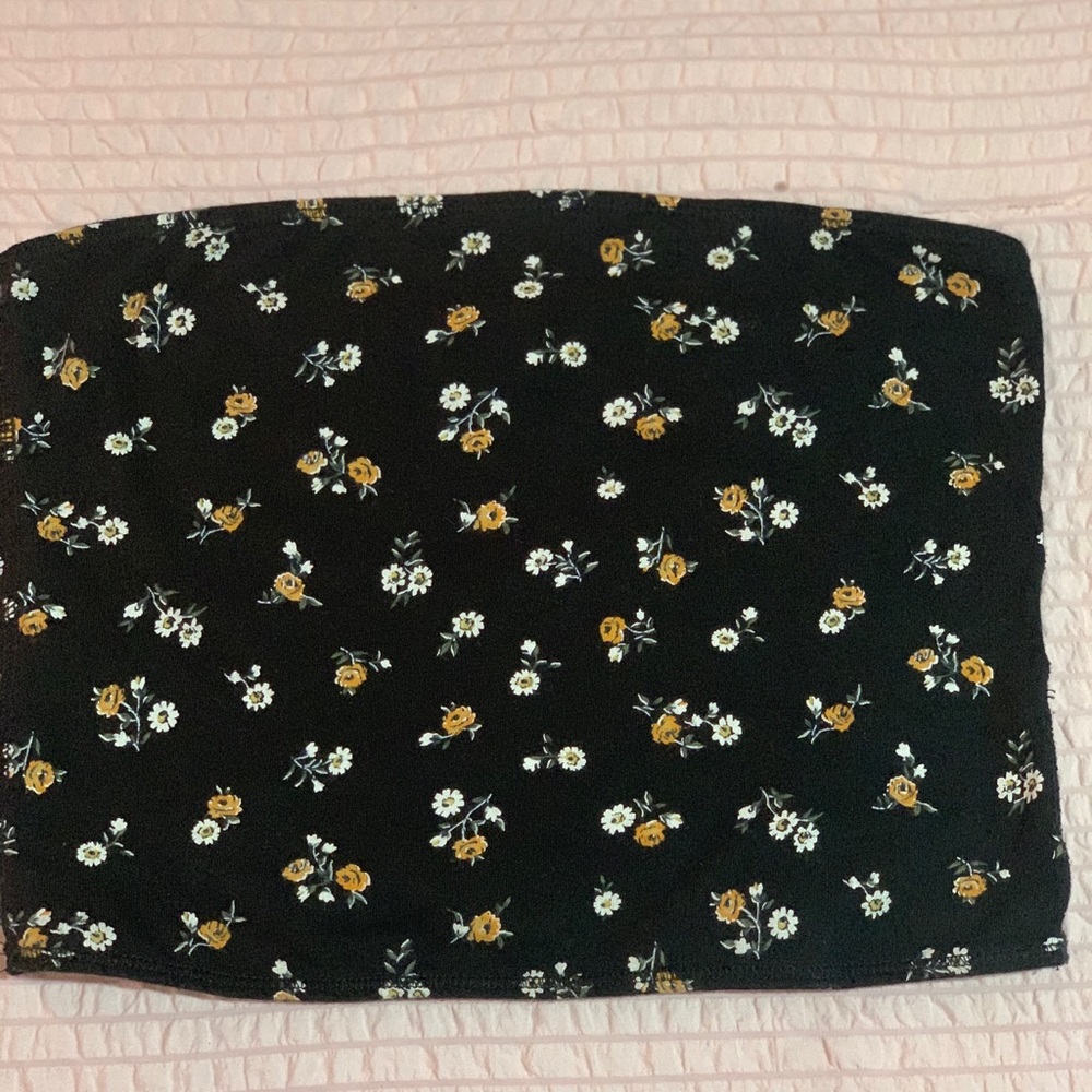 Black Hollister Tube Top With Flowers